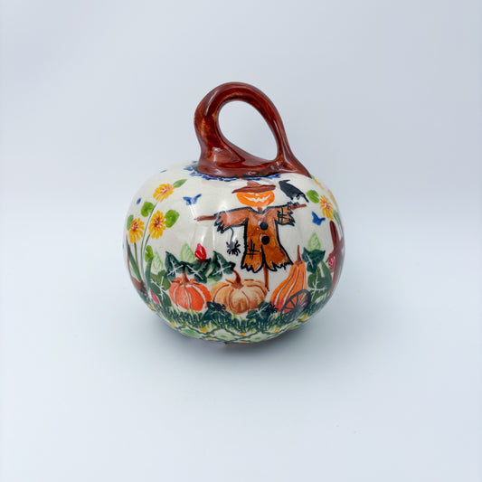 Pumpkin Small 5.3".  Hand crafted Polish pottery stoneware: UNIKAT Scarecrow and Pumpkins