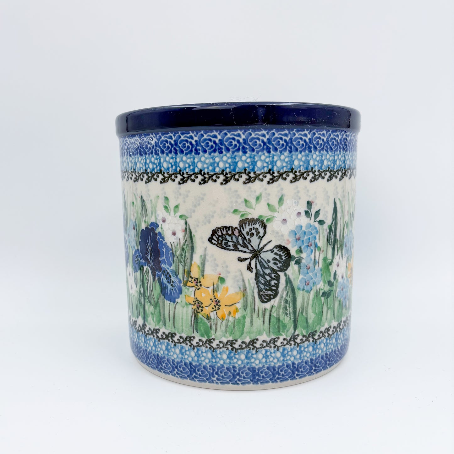 Utensil Jar 6”.  Handmade Polish pottery.  UNIKAT Sweet Nectar