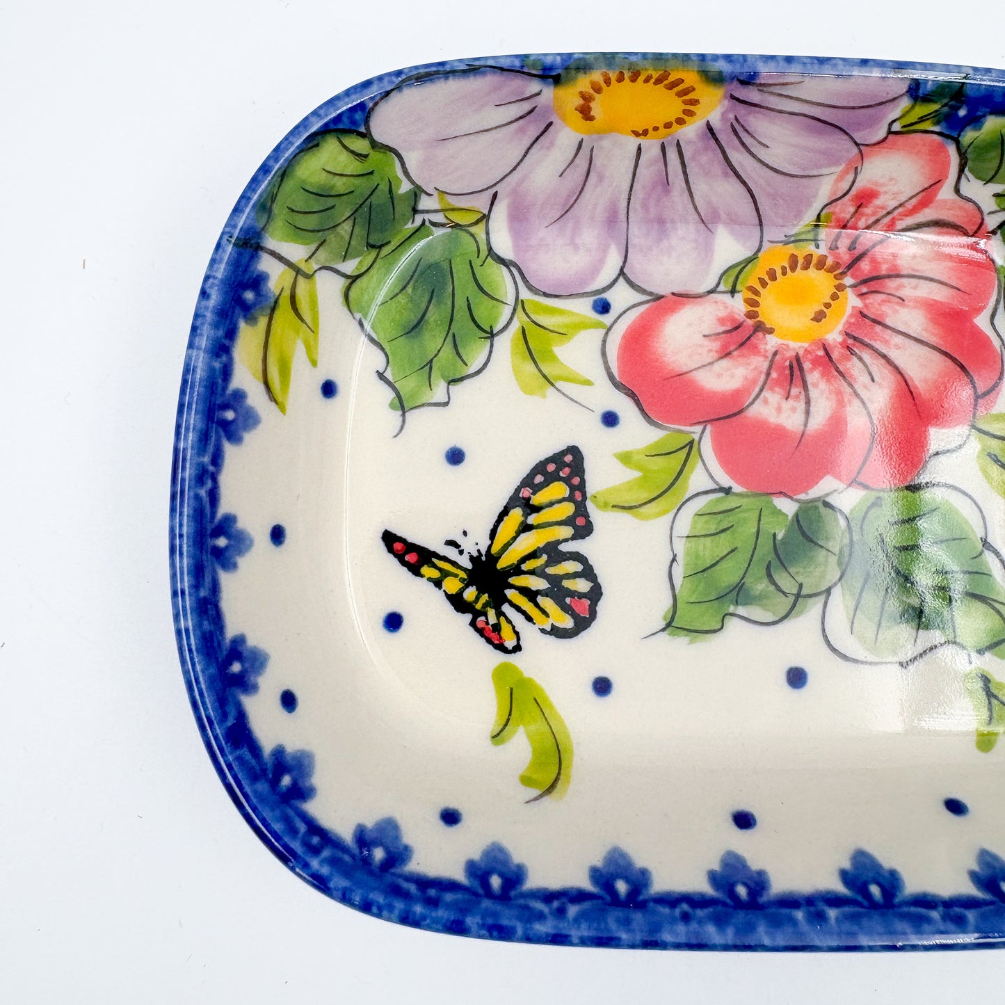 5" Soap Dish.  Handmade Polish pottery.  UIKAT Monarch Design