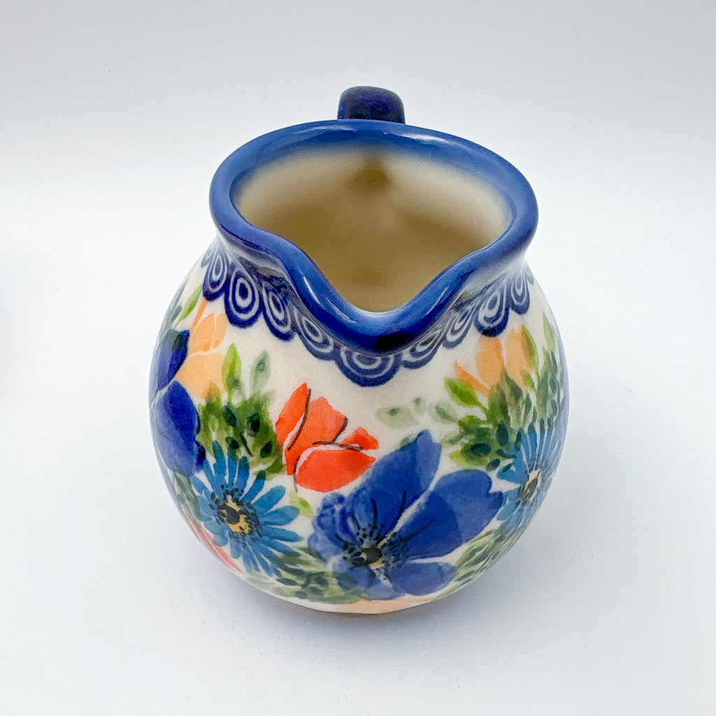 6 oz Kubus Creamer. Handcrafted in Poland UNIKAT Poppy Garden Bloom