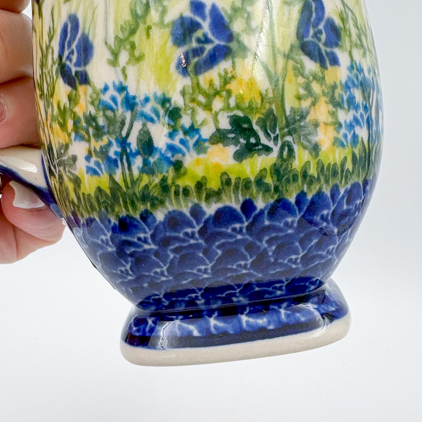 Tulip Mug 10oz. Handcrafted Polish pottery stoneware:  UNIKAT Bluebell Meadow