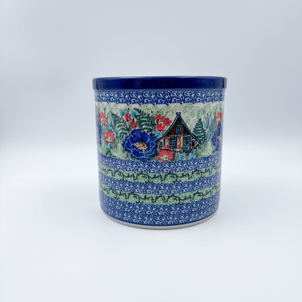 Utensil Jar 6”.  Handmade Polish pottery.  UNIKAT Poppy Chalet