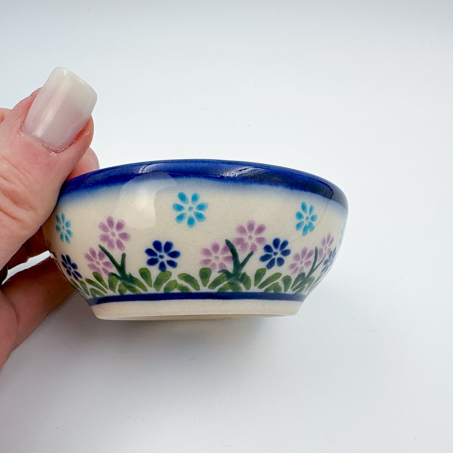 Small Set 3 stacking Bowls.  Hand crafted Polish pottery stoneware:  Blueberry Design