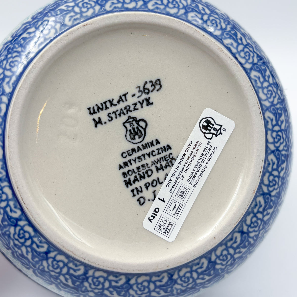 6” Bowl.  Hand crafted Polish pottery stoneware: UNIKAT Deep Winter Design