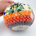 Pumpkin Small 5.3".  Hand crafted Polish pottery stoneware: UNIKAT Cat Witch