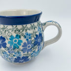 12 oz Polish Pottery UNIKAT bubble mug is made by talented artisans from Poland UNIKAT Fields of Blue Design. Ceramika Artystyczna Company