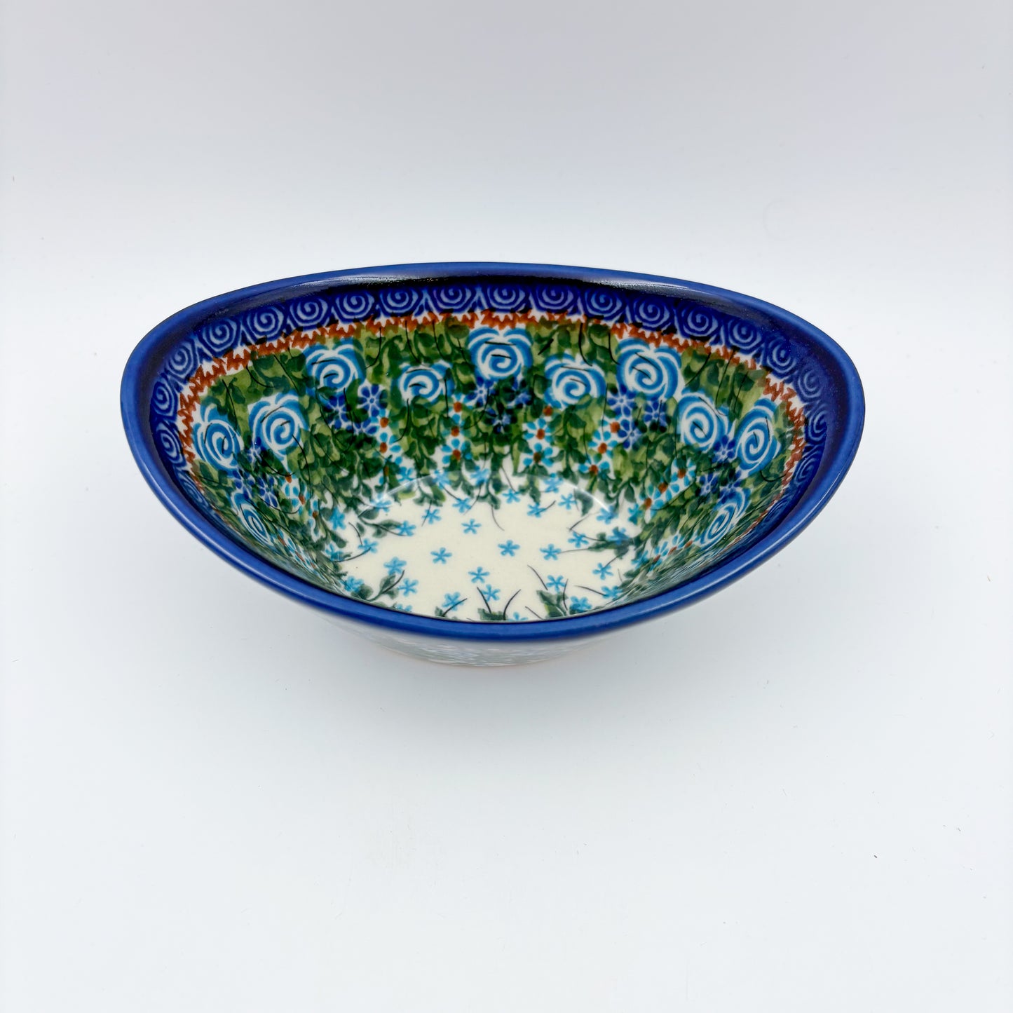 6” Oval Tub Bowl.  Hand crafted Polish pottery stoneware:  UNIKAT Whispering Ferns Design