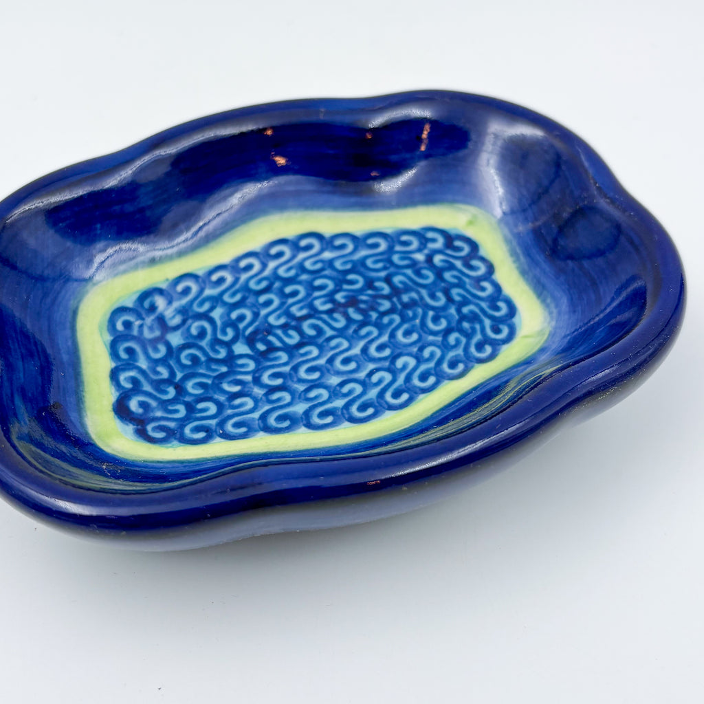 Soap Dish 5”.  Handmade Polish pottery. Midnight Eclipse Design