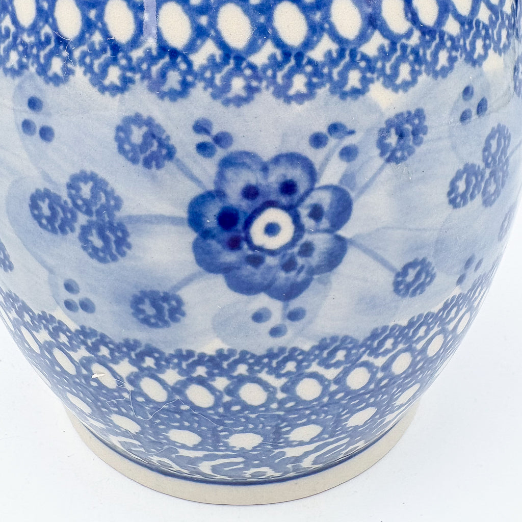 6" Lidded Jar.  Handmade Polish pottery.  UNIKAT Blue Poppy Design
