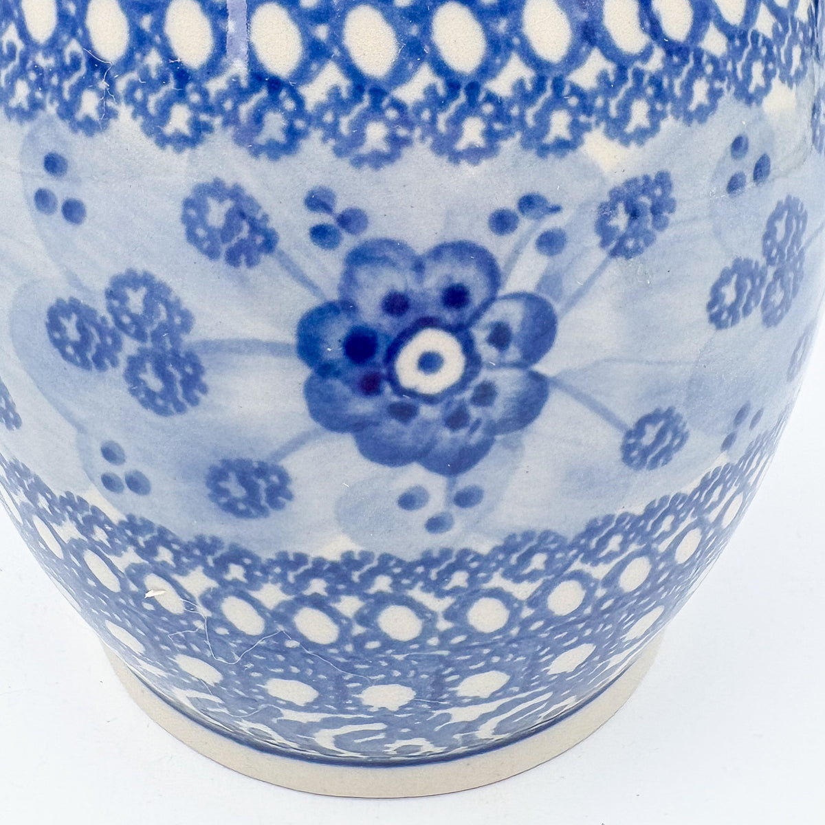 6" Lidded Jar.  Handmade Polish pottery.  UNIKAT Blue Poppy Design