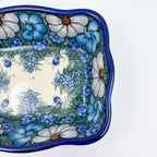 8” Rectangular Fala Baker Handmade in Poland.  UNIKAT Forget Me Not Pansy