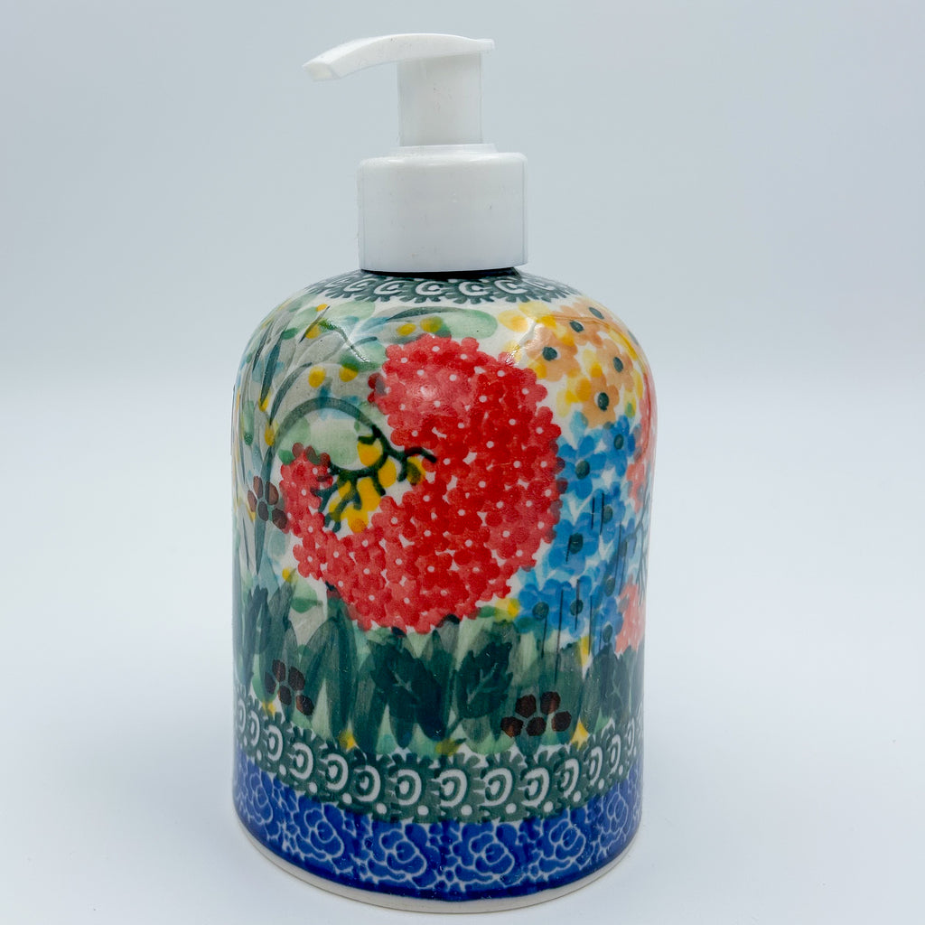 Soap Dispenser 5”.  Handmade Polish pottery.  UNIKAT Garden Delight