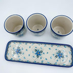 This 12” blue floral planter. This planter has 4 pieces. 3 small pots with a long 12” tray. Each small pot has drainage holes.
Dimensions 12.13" x 3.94" X 4.13'
Ceramika Artystyczna Company