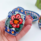 5” blue, green and orange salt and pepper shakers