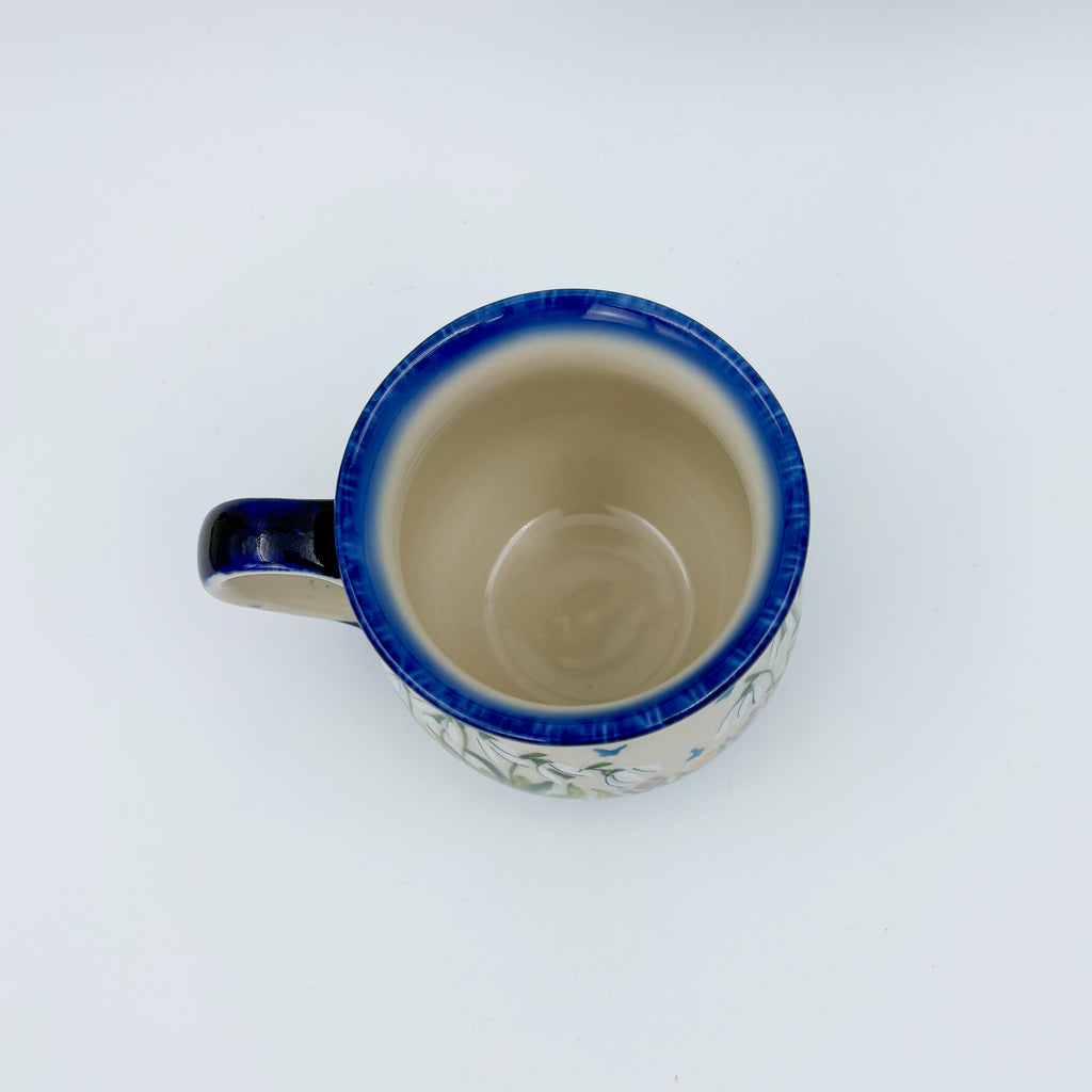 8 oz Bubble Mug. Handcrafted Polish pottery stoneware:  UNIKAT Snowdrop Garden