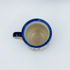 8 oz Bubble Mug. Handcrafted Polish pottery stoneware:  UNIKAT Snowdrop Garden