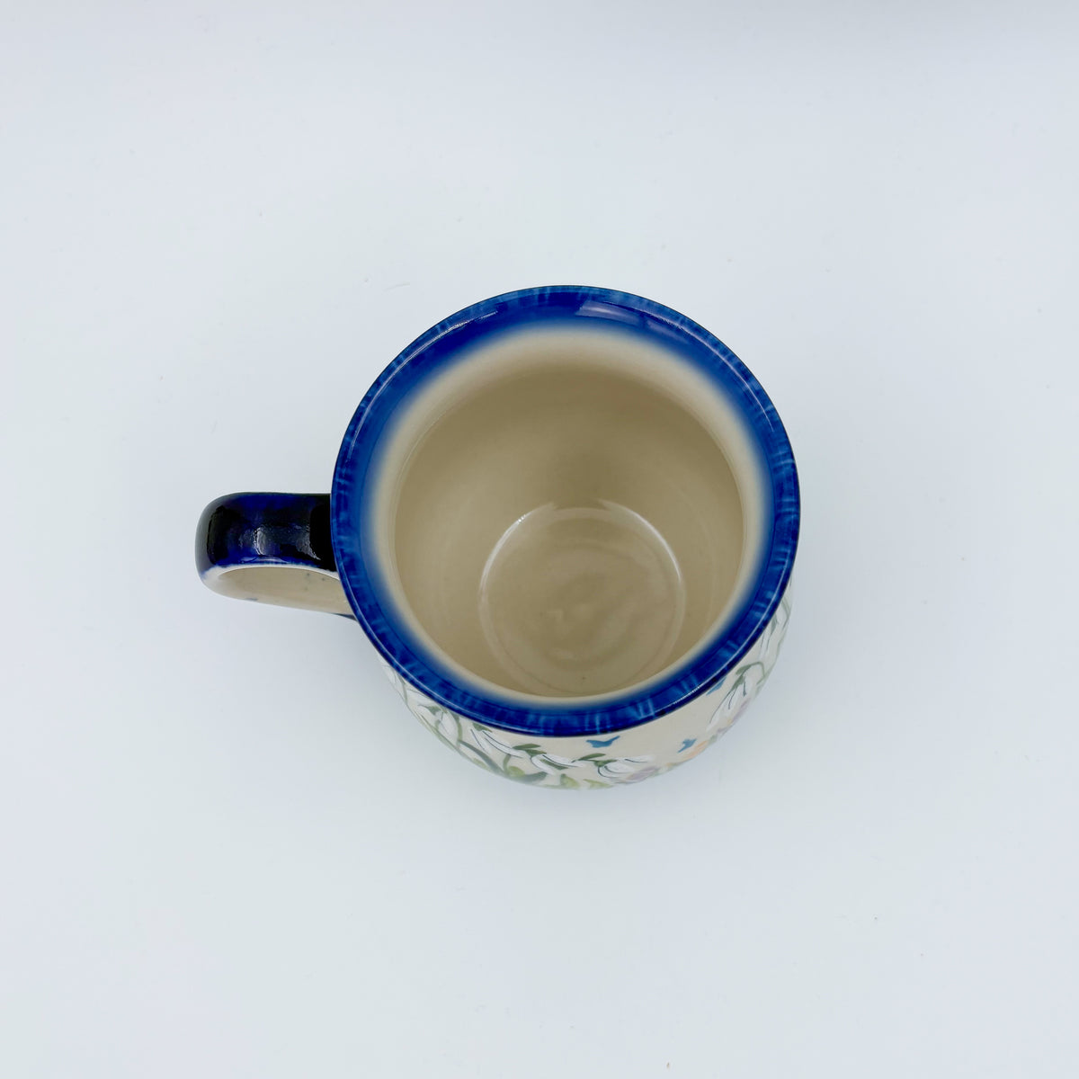 8 oz Bubble Mug. Handcrafted Polish pottery stoneware:  UNIKAT Snowdrop Garden