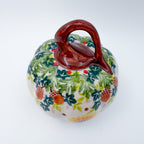 Pumpkin Mini 3.5"  Hand crafted Polish pottery stoneware: UNIKAT Sunflower and Acorn