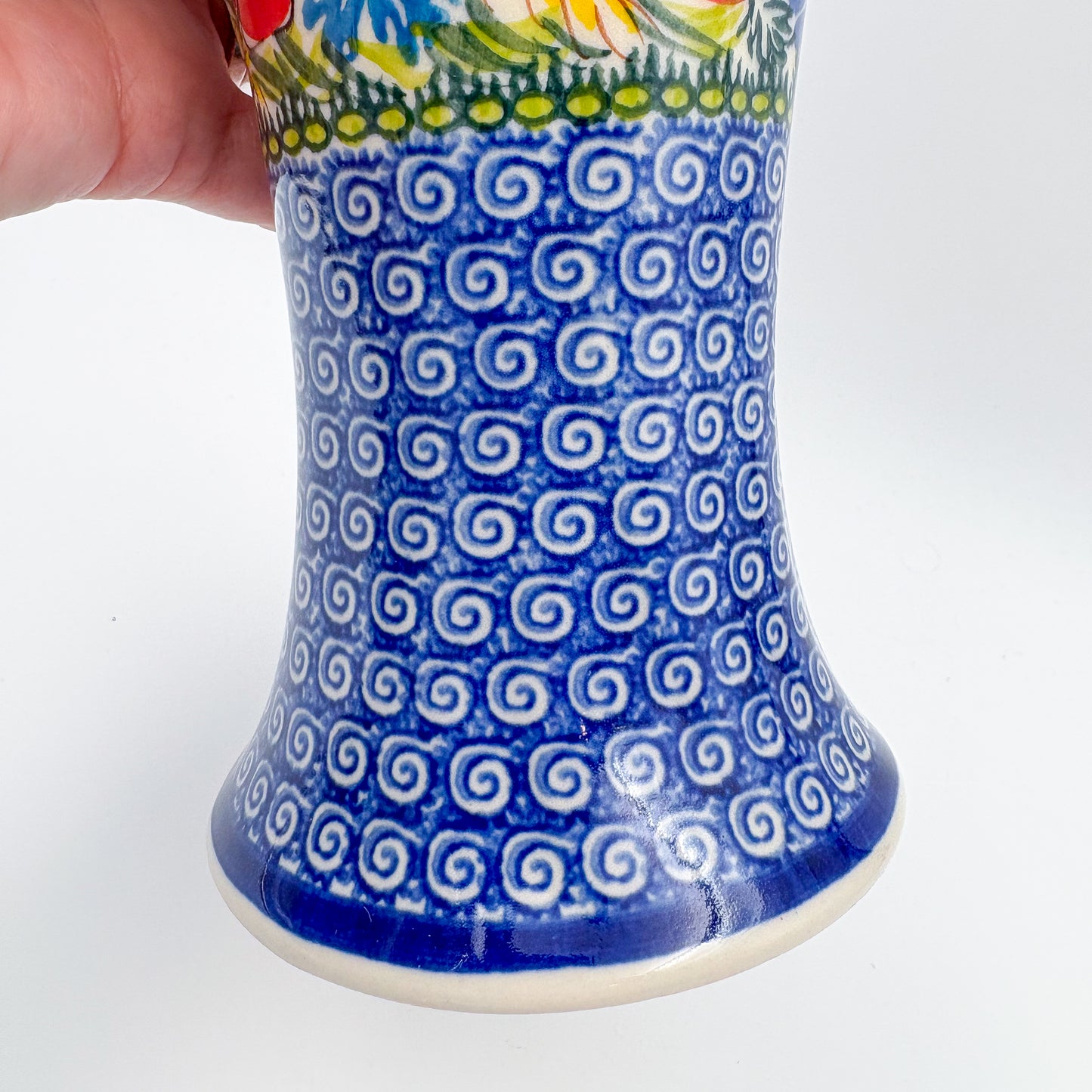 Vase Fala 7”. Handmade Polish pottery.  UNIKAT Garden Poppy