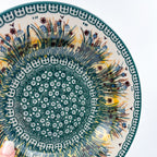 9”  Pasta Bowl.  Hand crafted Polish pottery stoneware: UNIKAT Wetland Reeds Design