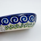 Spoon Rest 5”.  Handmade Polish pottery.  UNIKAT Gorgeous Morning Glory Design