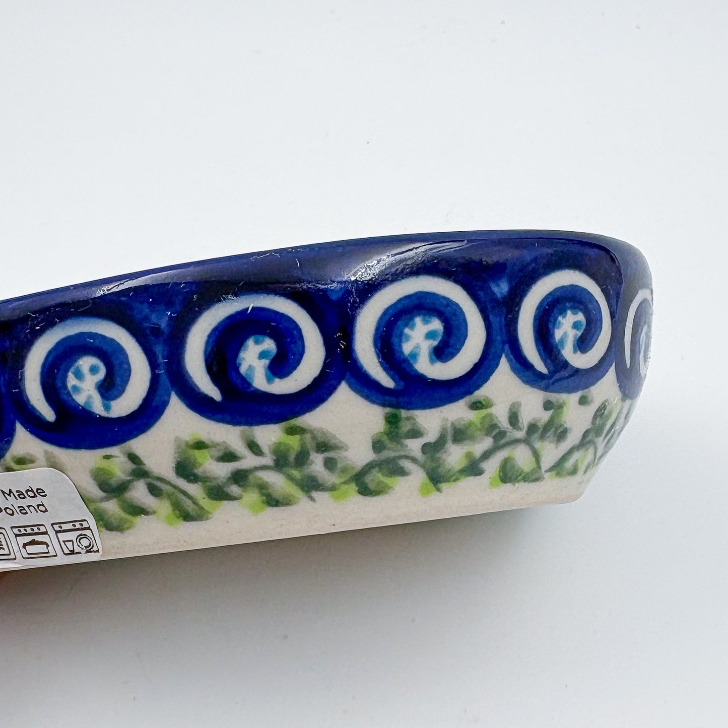 Spoon Rest 5”.  Handmade Polish pottery.  UNIKAT Gorgeous Morning Glory Design