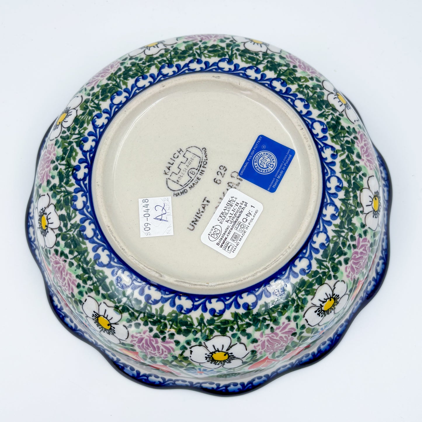 9" Kora Bowl. Hand crafted Polish pottery stoneware:  UNIKAT Cottage Garden Pattern