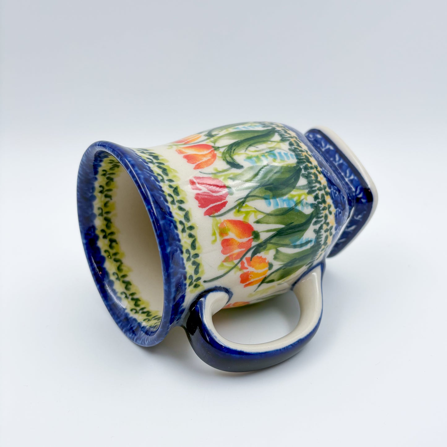 Tulip Mug 10oz. Handcrafted Polish pottery stoneware:  UNIKAT Wild Tulips
