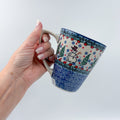 16 oz Mug. Handcrafted Polish pottery stoneware:  UNIKAT Dancing Snowman Design