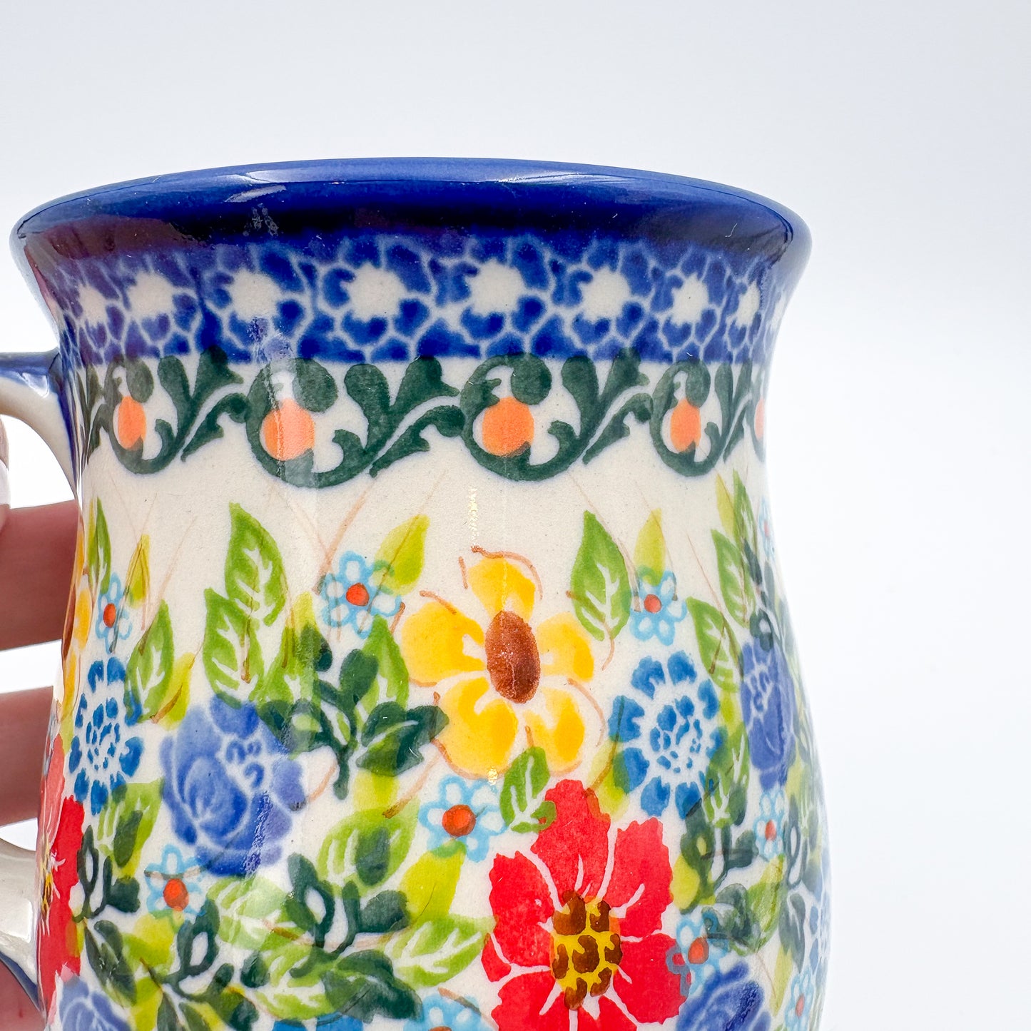 Tulip Mug 10oz. Handcrafted Polish pottery stoneware:  UNIKAT Garden Party