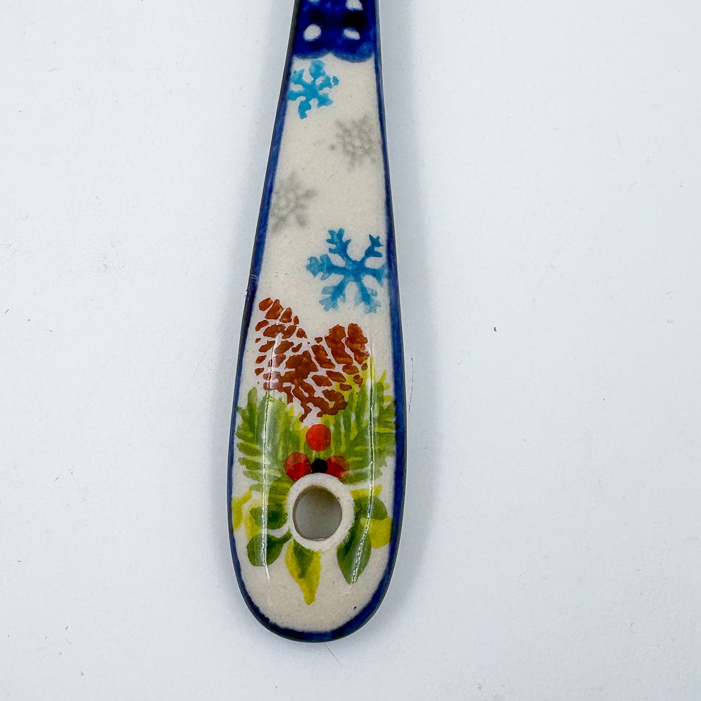 Spoon Lg 8”.  Handmade Polish pottery. UNIKAT Bells and Holly