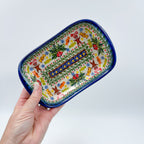 7.5" Boat Dish .  Hand painted Polish pottery stoneware.  UNIKAT Candyland