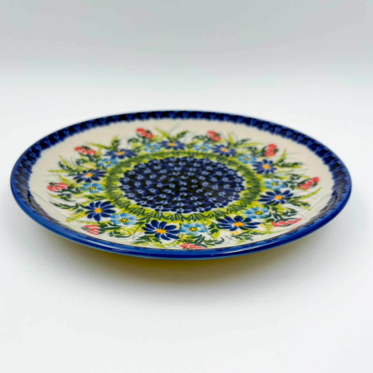 7.5” Plate.  Hand crafted Polish pottery stoneware: UNIKAT Meadow Breeze