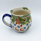 10 oz Bubble Mug. Handcrafted Polish pottery stoneware:  UNIKAT Reindeer Bliss