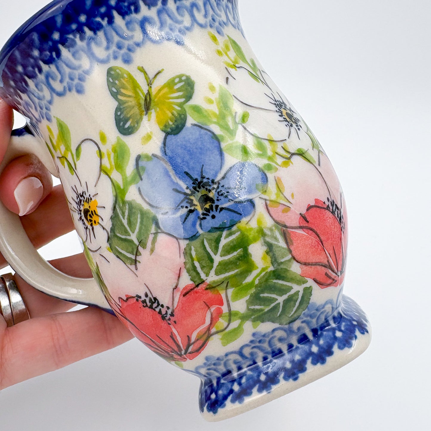 Tulip Mug 10oz. Handcrafted Polish pottery stoneware:  UNIKAT Garden Bouquet