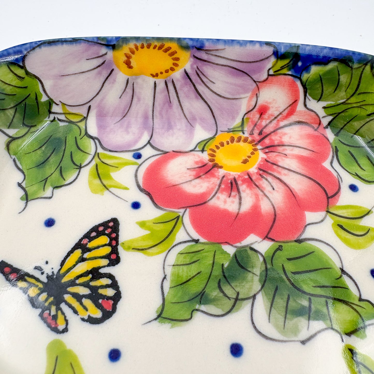5" Soap Dish.  Handmade Polish pottery.  UIKAT Monarch Design