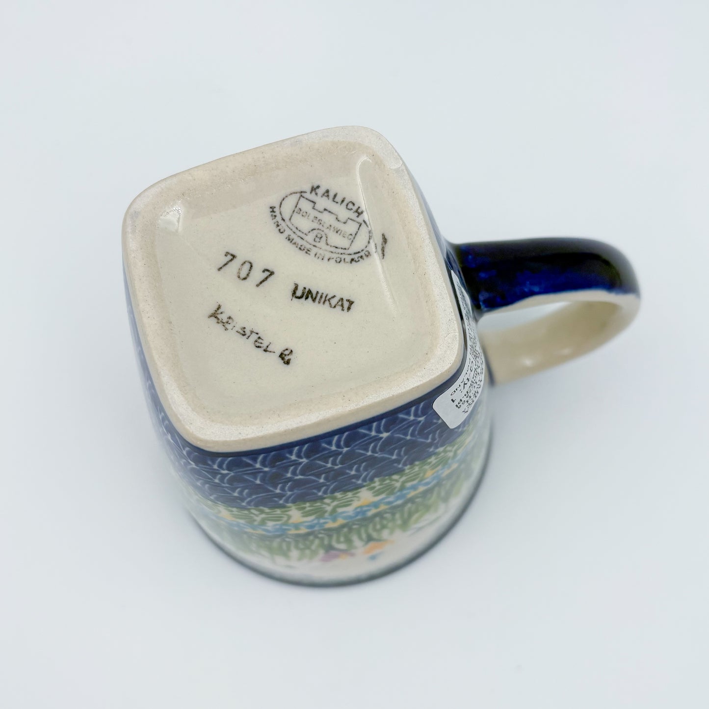 Mug XL 18oz. Handcrafted Polish pottery stoneware:  UNIKAT Snowdrop Garden