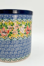 Utensil Jar 6”.  Handmade Polish pottery.  UNIKAT Petal Dance