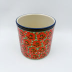 Utensil Jar 6”.  Handmade Polish pottery.  UNIKAT Scarlet Poppy