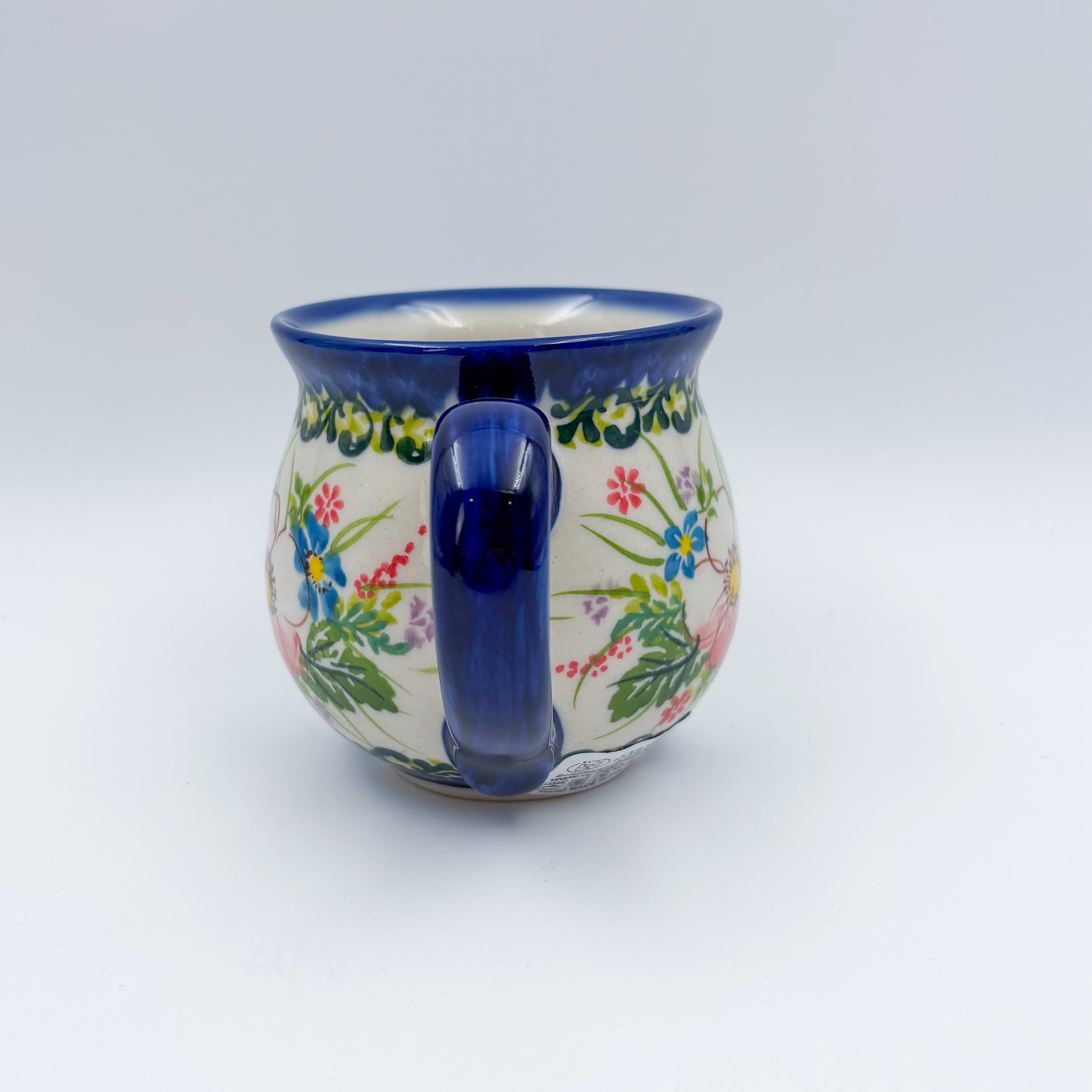 10 oz Bubble Mug. Handcrafted Polish pottery stoneware:  UNIKAT Pink Ruffle