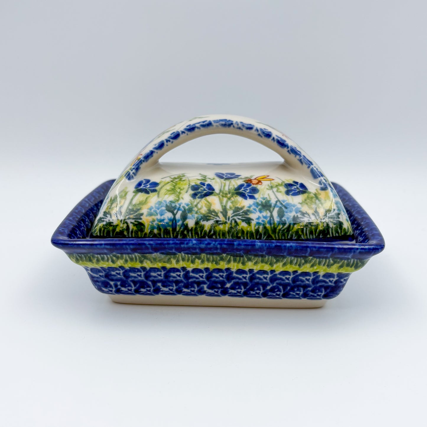Butter Dish Deep: UNIKAT Bluebell Meadow