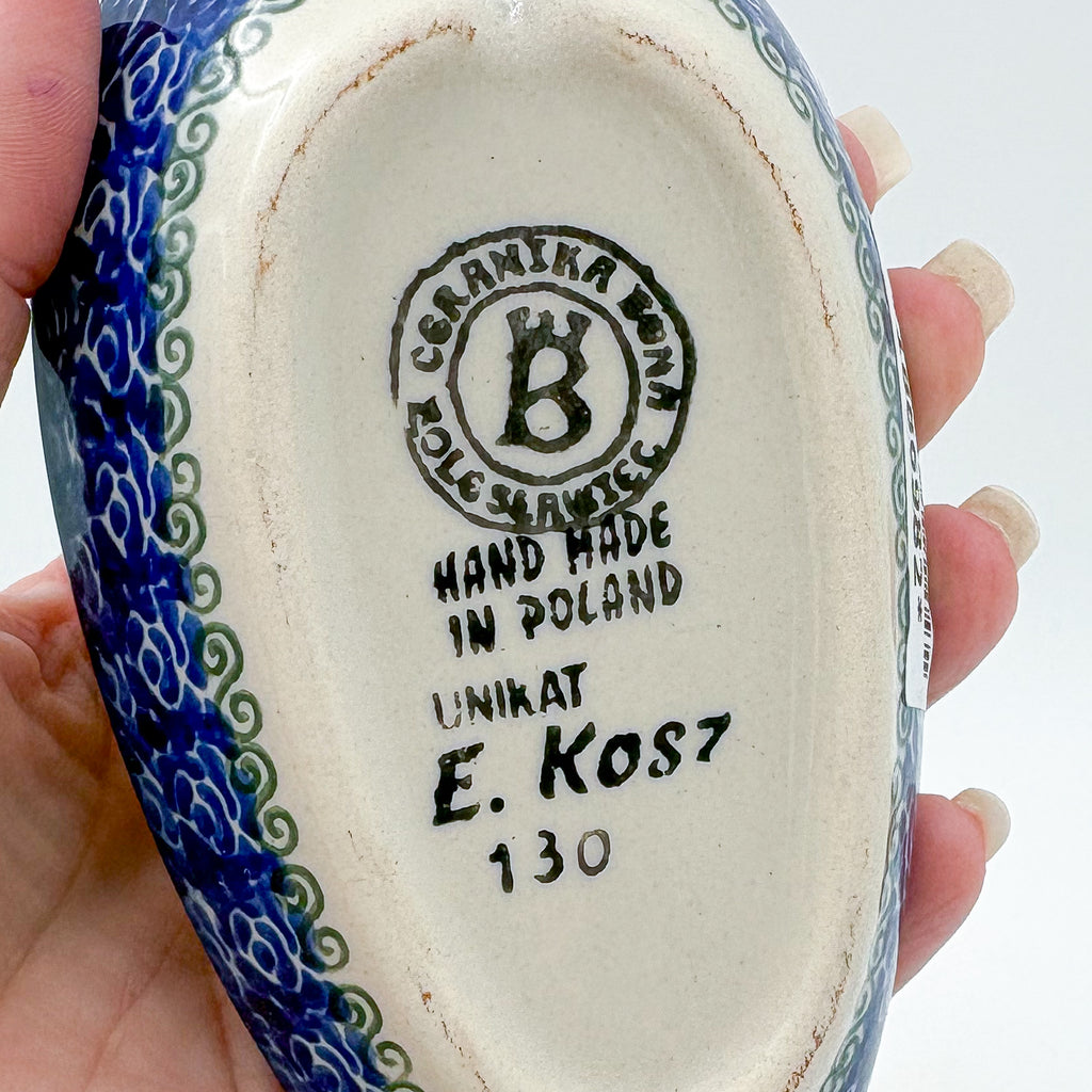Spoon Rest 5”. Handmade Polish pottery.  UNIKAT Veggie Garden