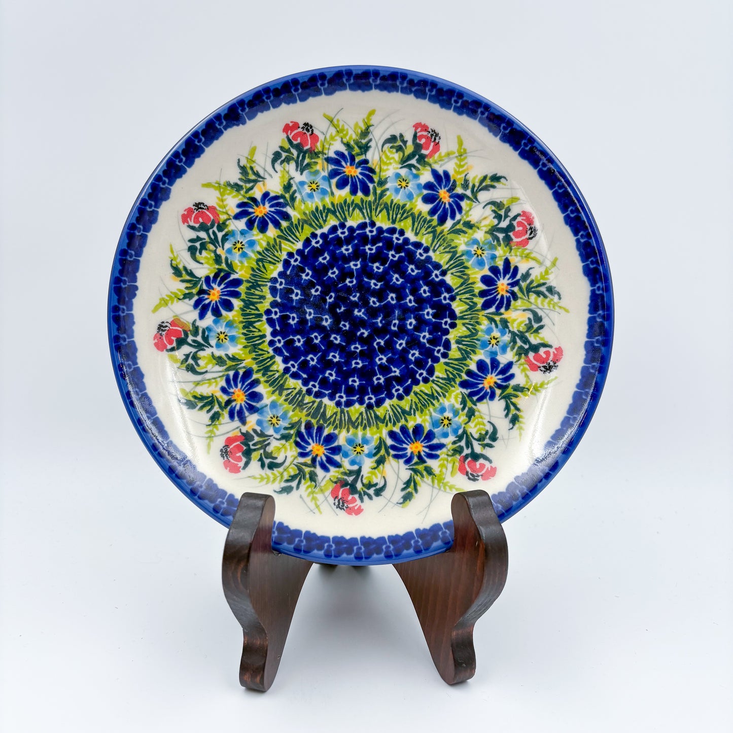 7.5” Plate.  Hand crafted Polish pottery stoneware: UNIKAT Meadow Breeze