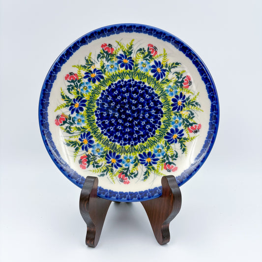 7.5” Plate.  Hand crafted Polish pottery stoneware: UNIKAT Meadow Breeze