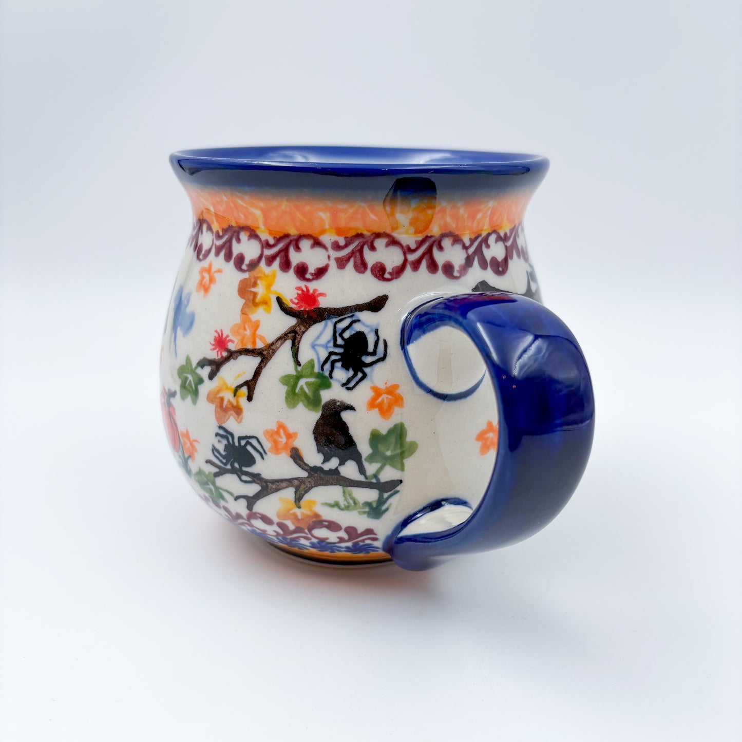 17 oz Bubble Mug XL. Handcrafted Polish pottery stoneware:  UNIKAT Pumpkin Scarecrow