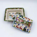 Butter Dish Deep: Hand crafted Polish pottery stoneware: UNIKAT Reindeer Bliss