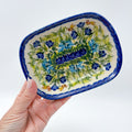 6" Butter Platter.  Handmade Polish pottery.  UNIKAT Bluebell Meadows