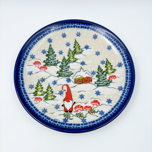 7.5” Plate.  Hand crafted Polish pottery stoneware: UNIKAT Gnome Village