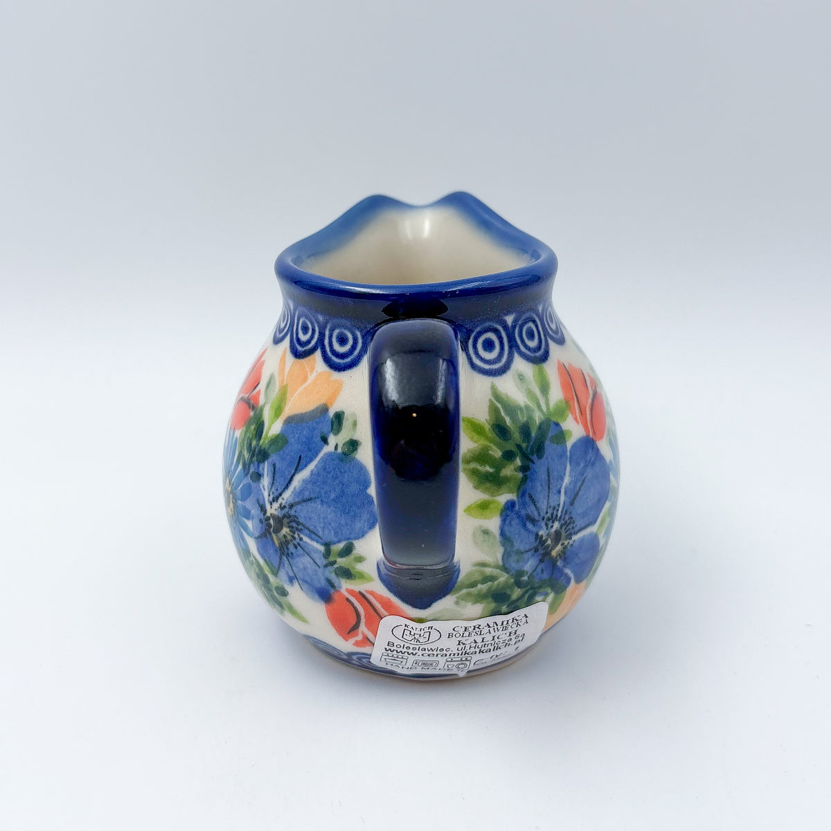 6 oz Kubus Creamer. Handcrafted in Poland UNIKAT Poppy Garden Bloom