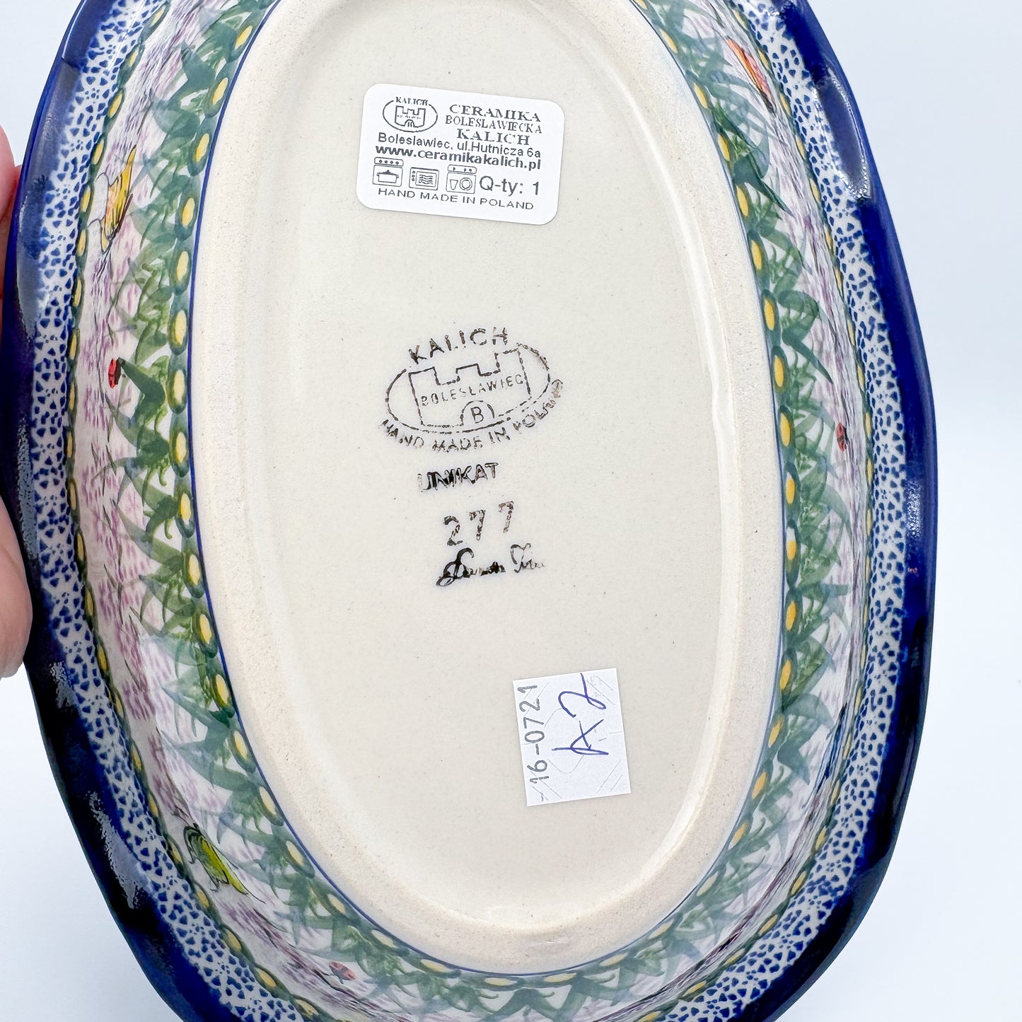 11" Oval Fala Platter  Hand crafted Polish pottery stoneware: UNIKAT Lavendar